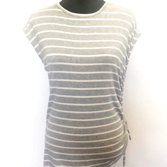 BANANA REPUBLIC | grey and white striped top.  size M NWOT - Picture 11 of 14
